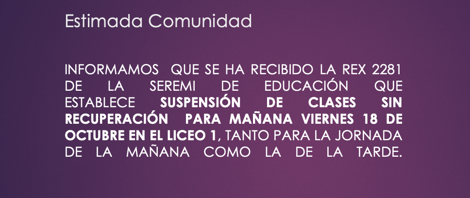 Estimada Comunidad